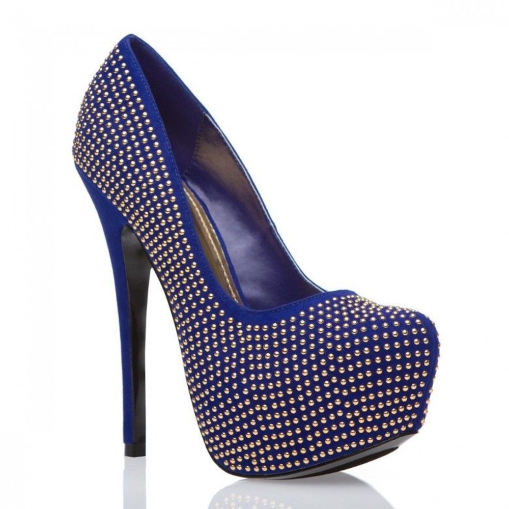 Colbalt & Gold Studded Platform Heel